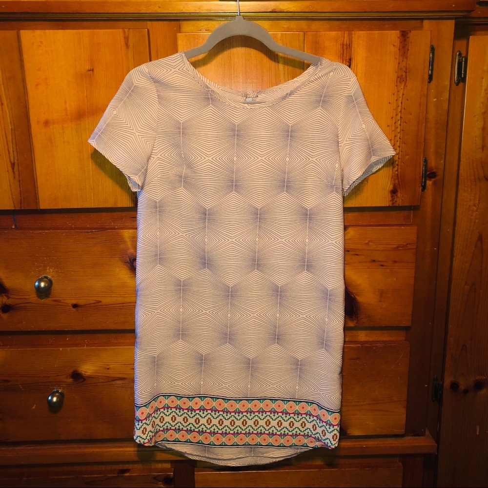 Light Pink Patterned Shift Dress